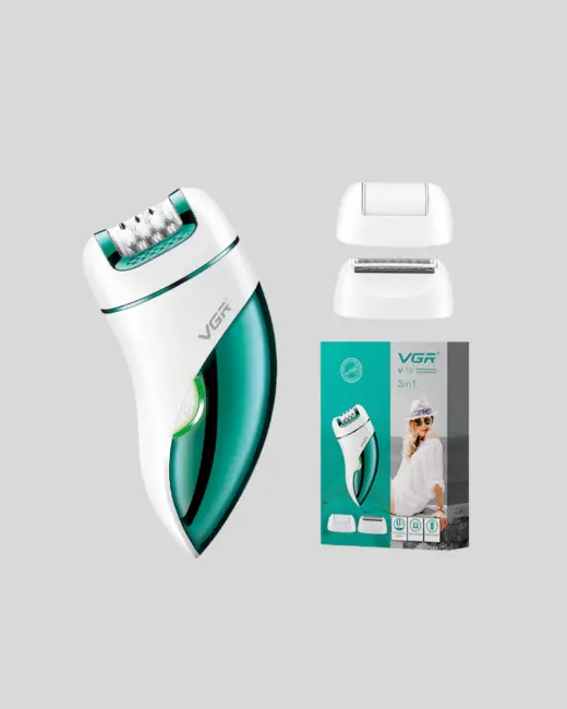 Profesyonel 3 in 1 Epilasyon Cihazı LED Aydınlatmalı Suya Dayanıklı Şarjlı VGR Epilatör