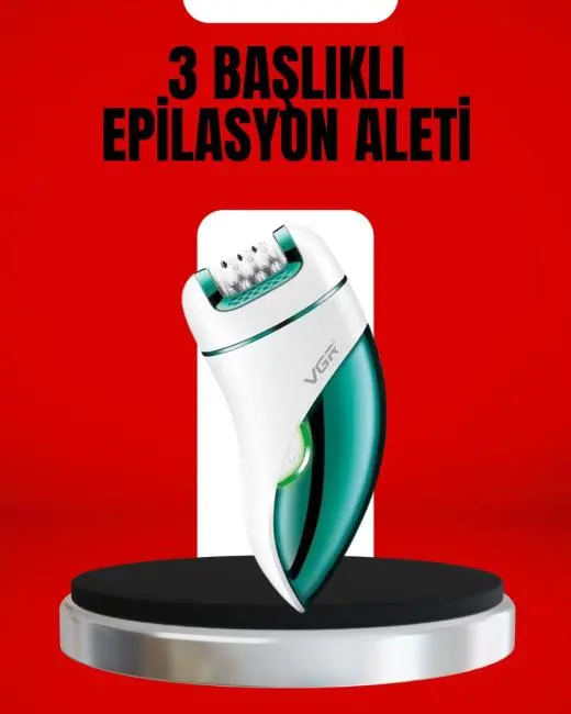 3'ü 1 Arada Epilatör Su Geçirmez Metal Başlıklı LED Işıklı 90 Dakika Şarjlı
