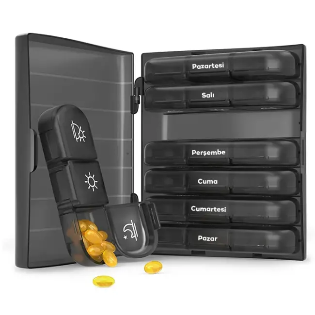 Ally Taşınabilir 7 Günlük Haftalık Hap İlaç Vitamin Saklama Kutusu Kabı-(5775)