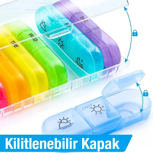 Ally Taşınabilir 7 Günlük Haftalık Hap İlaç Vitamin Saklama Kutusu Kabı-(5775)