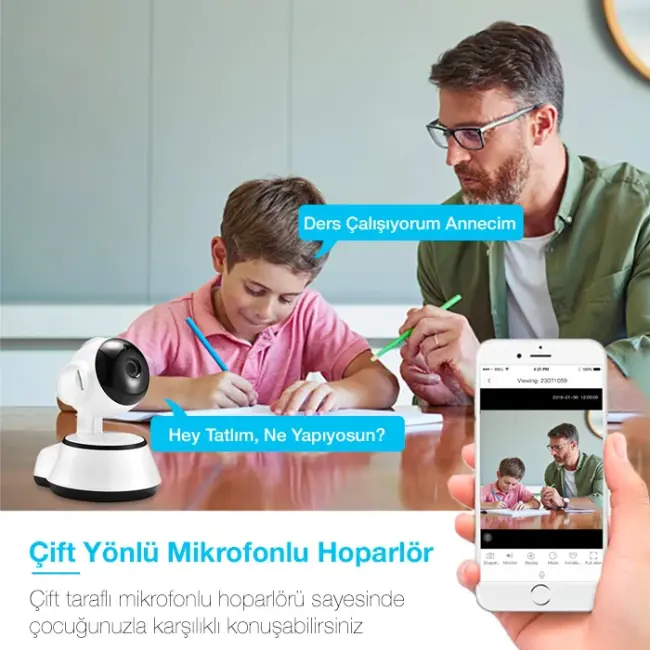 ALLY V380 1080P HD Gece Görüşlü Hareket Sensörlü WIFI Güvenlik Kamerası-(5775)