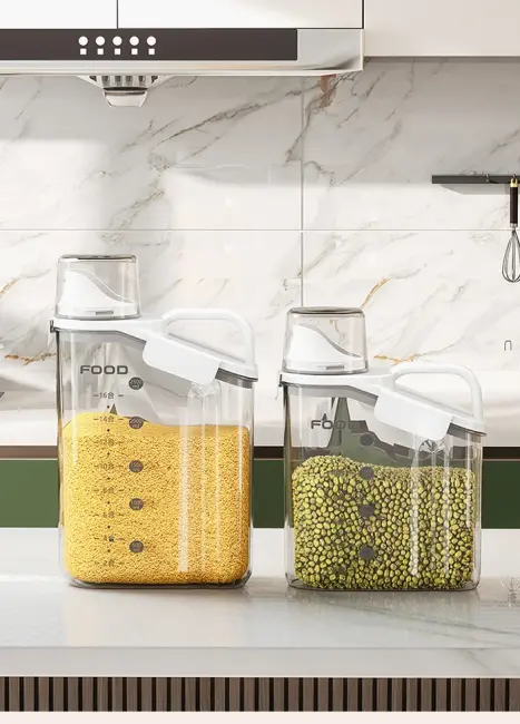 EZERE Büyük Kapasiteli Ölçülü Tahil-Gida-Baharat 2800ml Seffaf Saklama Kutusu-(5775)