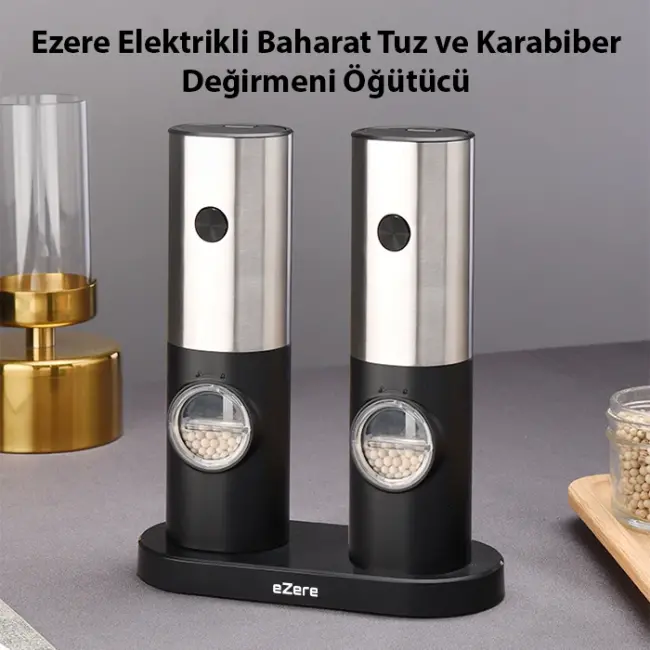 Ezere Elektrikli Baharat Tuz ve Karabiber Değirmeni Öğütücü-(5775)