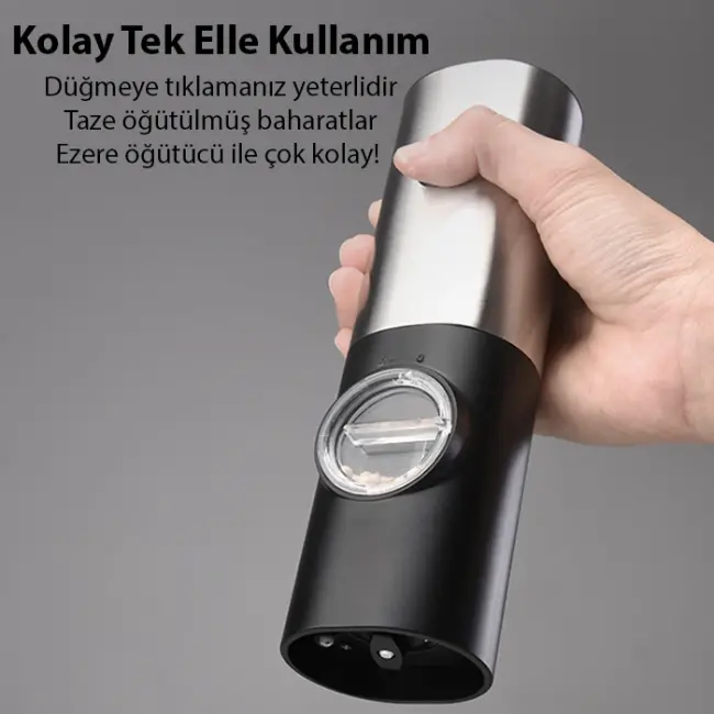 Ezere Elektrikli Baharat Tuz ve Karabiber Değirmeni Öğütücü-(5775)