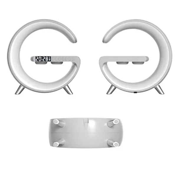 Ally 15W Kablosuz Şarj Standlı Bluetooth hoparlör RGB Gece Lambası-(5775)