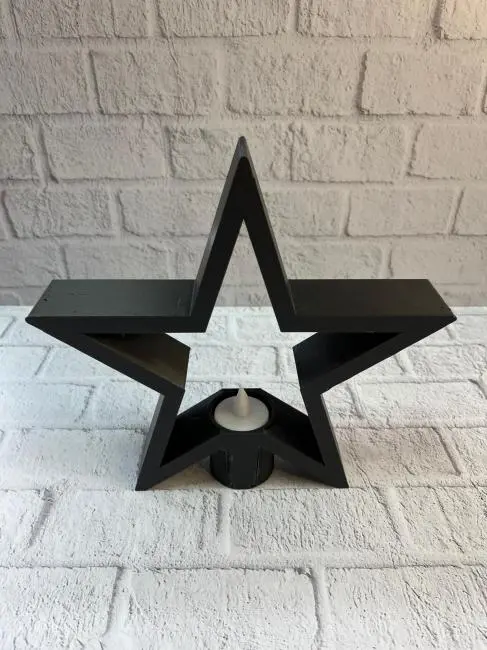 Siyah Yıldız Şeklinde Mumluk Loş Işık Dekor Aksesuarı