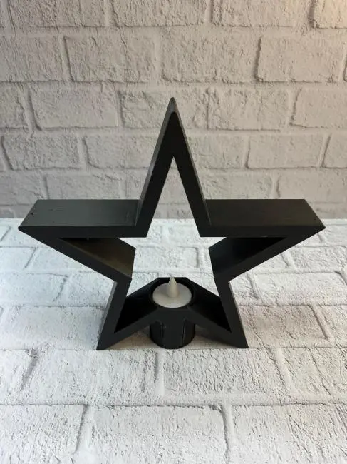 Yıldız Mumluk Siyah Modern Salon ve Raf Dekoru