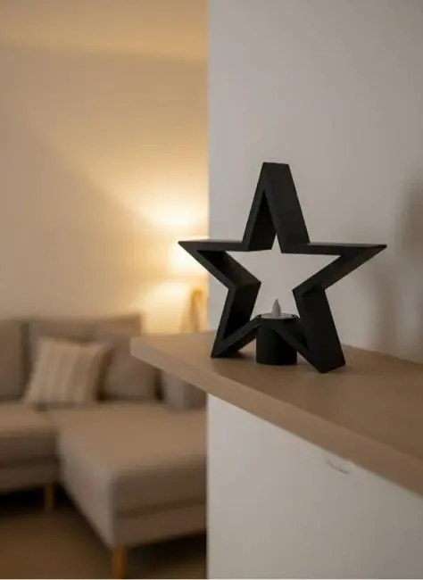 Yıldız Mumluk Siyah Modern Salon ve Raf Dekoru