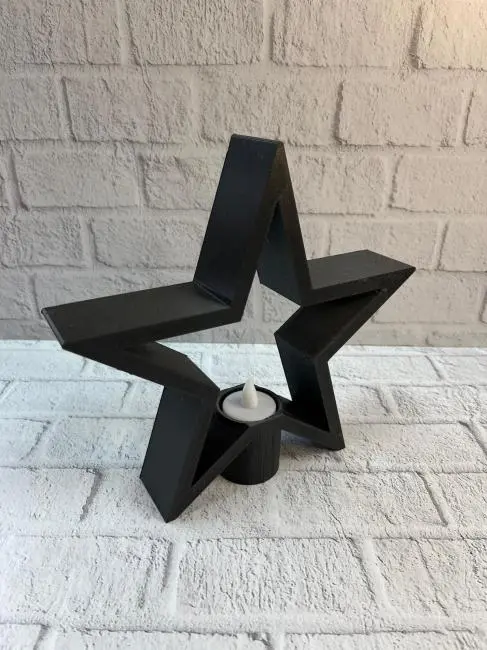 Yıldız Mumluk Siyah Modern Salon ve Raf Dekoru