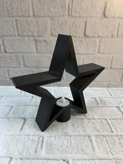 Yıldız Mumluk Siyah Modern Salon ve Raf Dekoru