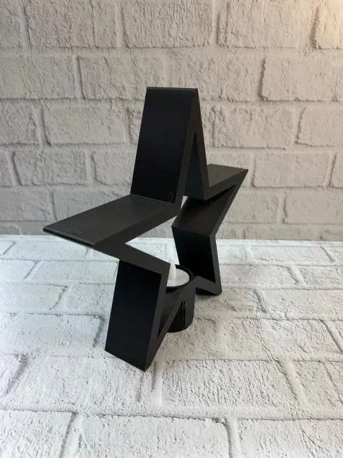 Yıldız Mumluk Siyah Modern Salon ve Raf Dekoru