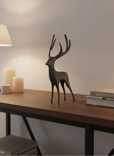 Gri Geyik Biblo Minimal Tasarım Şık Ev Aksesuarı