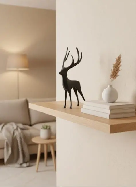 Geyik Figürü Gri Modern Salon ve Raf Dekoru