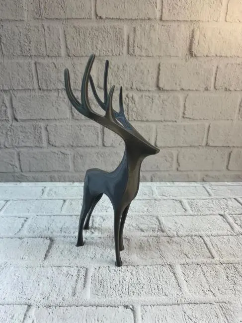 Geyik Figürü Gri Modern Salon ve Raf Dekoru