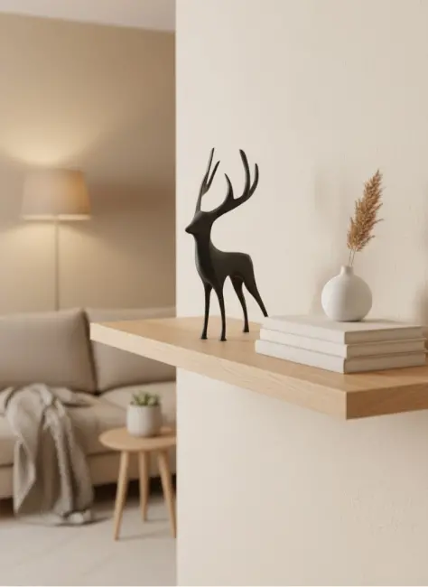 Geyik Figürü Gri Modern Salon ve Raf Dekoru