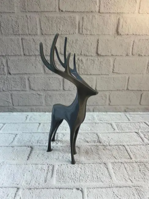 Geyik Figürü Gri Modern Salon ve Raf Dekoru