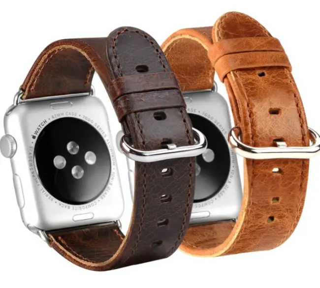 Ally Apple Watch 7-8 41mm 6-5-4 40mm Retro Deri Kordon Kayış 3-2-1 38mm-(5775)