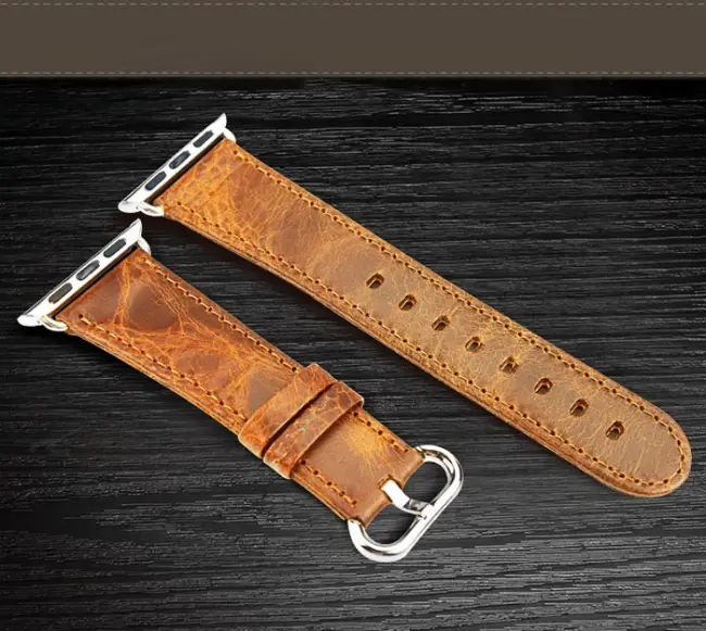 Ally Apple Watch 7-8 41mm 6-5-4 40mm Retro Deri Kordon Kayış 3-2-1 38mm-(5775)