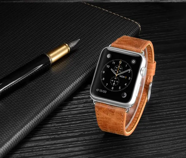 Ally Apple Watch 7-8 41mm 6-5-4 40mm Retro Deri Kordon Kayış 3-2-1 38mm-(5775)