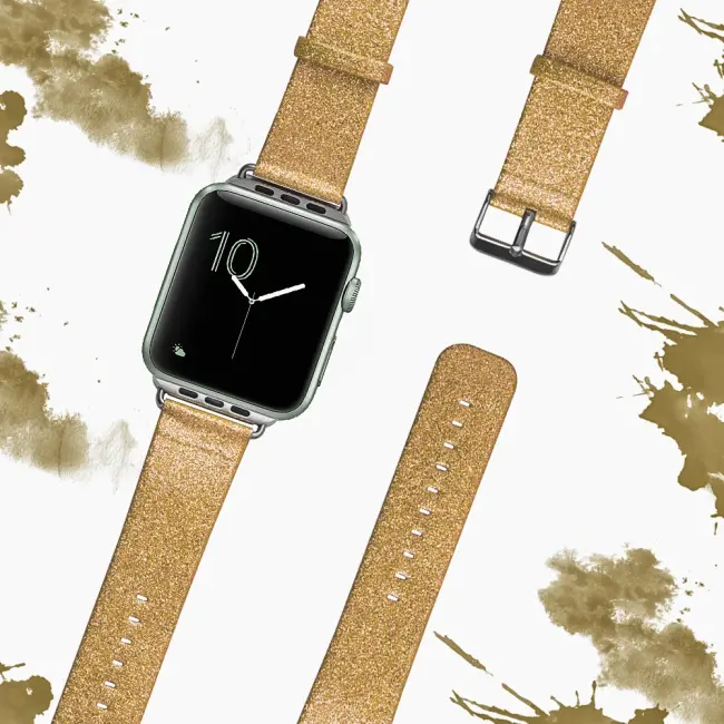 Ally Apple Watch 7-8 41mm 6-5-4 40mm Kordon Kayış Parlak Deri 3-2-1 38mm-(5775)