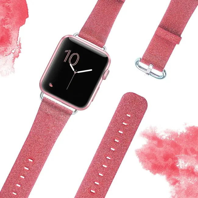 Ally Apple Watch 7-8 41mm 6-5-4 40mm Deri İnce Sim İşlemeli Kordon Kayış 3-2-1 38mm-(5775)