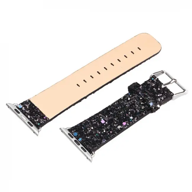 Ally Apple Watch 7-8 41mm 6-5-4 40mm Kayış Kordon Deri Sim İşlemeli 3-2-1 38mm-(5775)