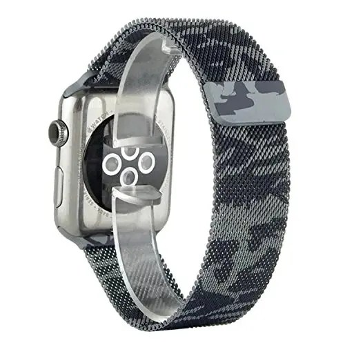 Ally Apple Watch 7-8 45mm 6-5-4 44mm Kayış Kordon Metal Milano Loop Kamuflaj 3-2-1 42mm-(5775)