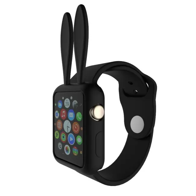 Ally Apple Watch 1-2-3-4 42mm Tavşan Figürü Silikon Kılıf-(5775)