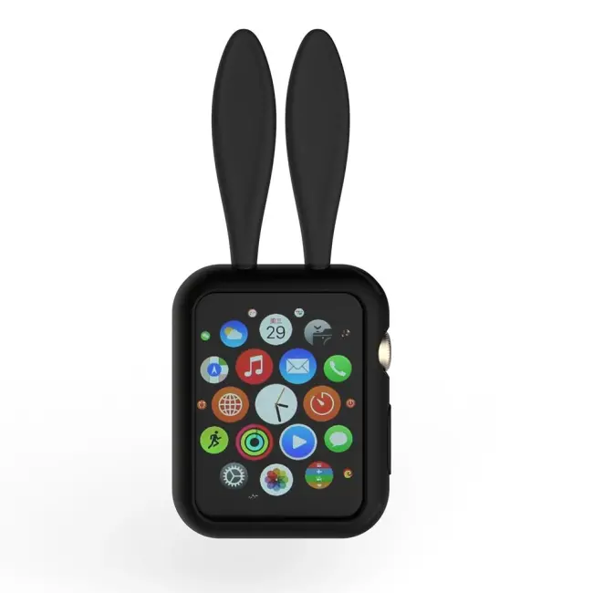 Ally Apple Watch 1-2-3-4 42mm Tavşan Figürü Silikon Kılıf-(5775)