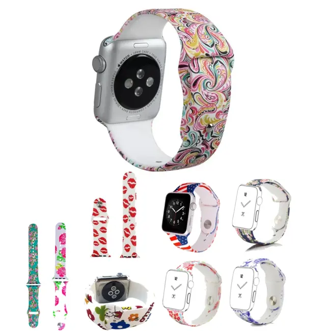 Ally Apple Watch İçin 38mm Yüksek- Kalite Desenli Silikon Kordon-(5775)