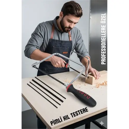 Profesyonel El Testeresi Kıl Testere + 5 Bıçak  Çok Amaçlı Hassas Ahşap/Metal Kesim Bıçakları
