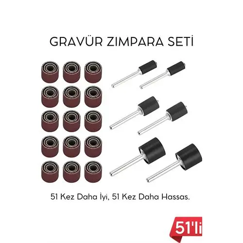 51'li Mini Zımpara Gravür Seti Dremel Ucu: Profesyonel Taşlama Parlatma ve Şekillendirme Aleti