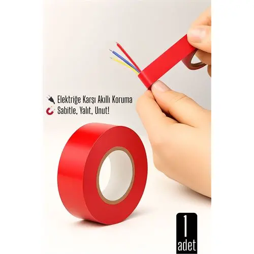 KIRMIZI Elektrik  Bandı – Yüksek Yalıtım Gücü Kablo Sabitleme ve Elektrik Koruma İçin