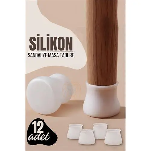Turk Masa ve Sandalye Ayak Koruyucu Silikon Zemin Koruyucu BEYAZ 12 ADET