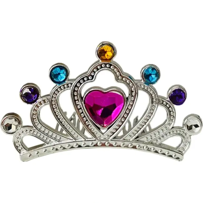 Gümüş Renk Taraklı Model Prenses Kraliçe Tacı 1 No Kalp 12x7 Cm