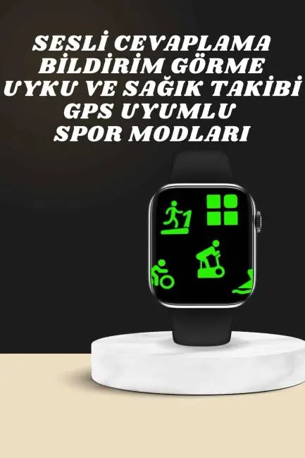 Akıllı Saat Wireless Şarj Yüksek Çözünürlüklü Müzik Dinleme Sesli Cevaplama