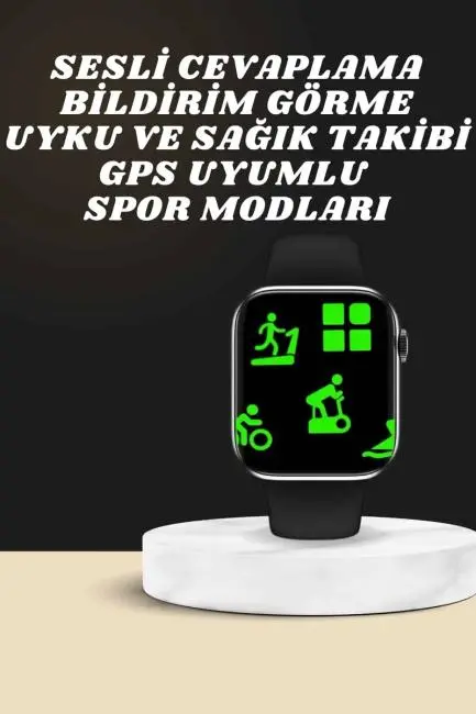 Akıllı Saat Wireless Şarj Yüksek Çözünürlüklü Müzik Dinleme Sesli Cevaplama