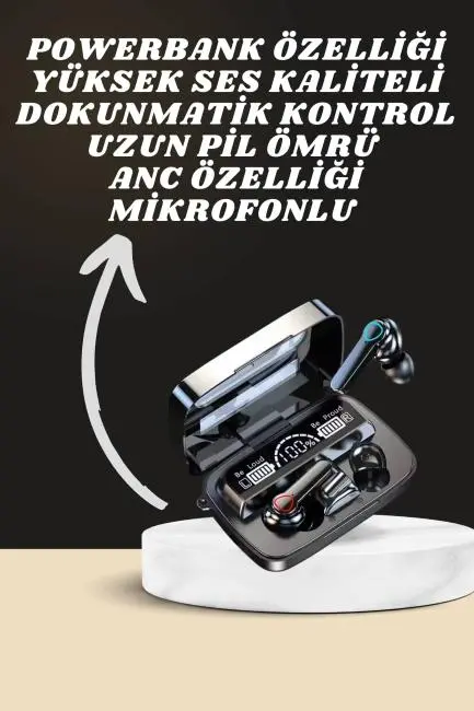 Dijital Göstergeli Powerbank Kulaklık ve 7 Kordonlu Yeni Nesil Akıllı Saat Amoled Ekran