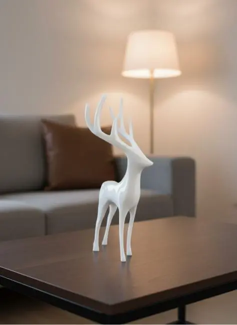 Beyaz Dekoratif Geyik Figürü Şık Ev Aksesuarı