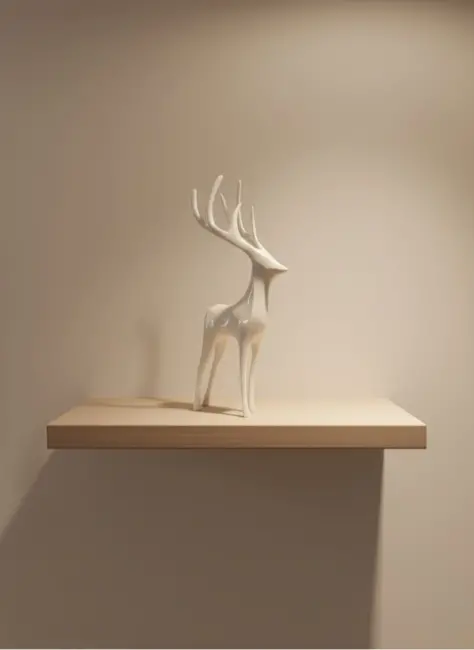 Geyik Figürü Beyaz Modern Salon ve Raf Dekoru