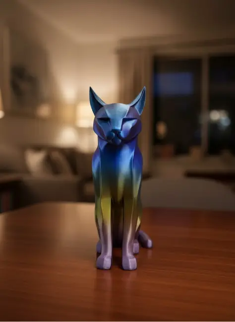 Rainbow Renkli Kedi Biblosu Dekoratif Masa ve Raf Süsü