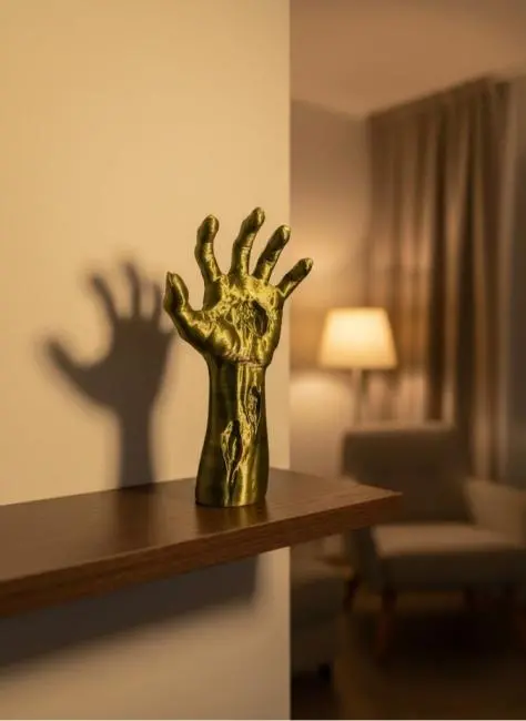 Sanatsal El Formu Heykel Altın Yeşil Tasarım Hediyelik Dekor