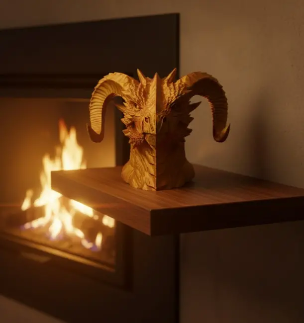 Asil Tasarım Gold–Red Ejderha Heykeli Hediyelik Fantastik Dekor