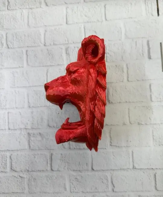 Gold Kırmızı Aslan Duvar Dekoru Asılabilir Hediyelik 3D Heykel 20x21 cm