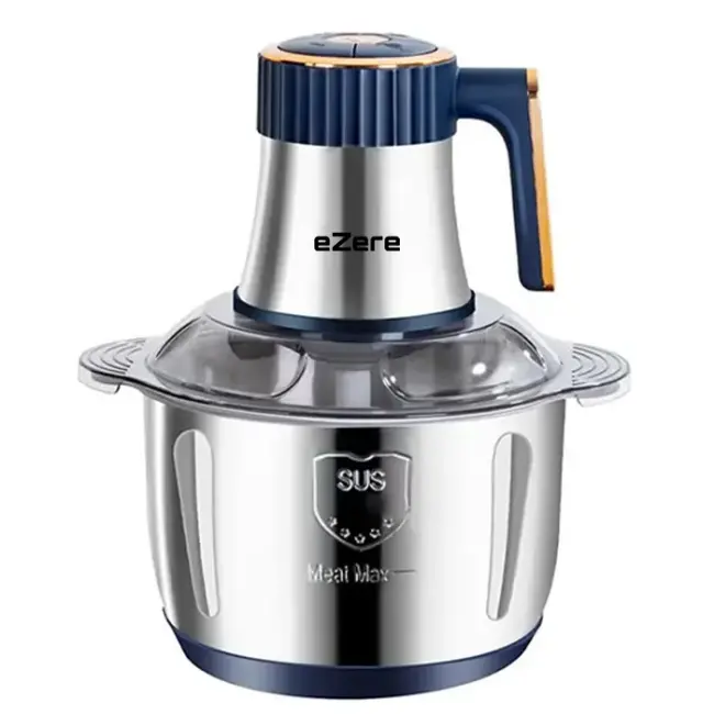 EZERE PowerChop Pro Elektrikli Paslanmaz Çelik Kollu 5 Litre Et Kıyma Makinesi Sebze Meyve Doğrayıcı Rondo Blendır-(5775)