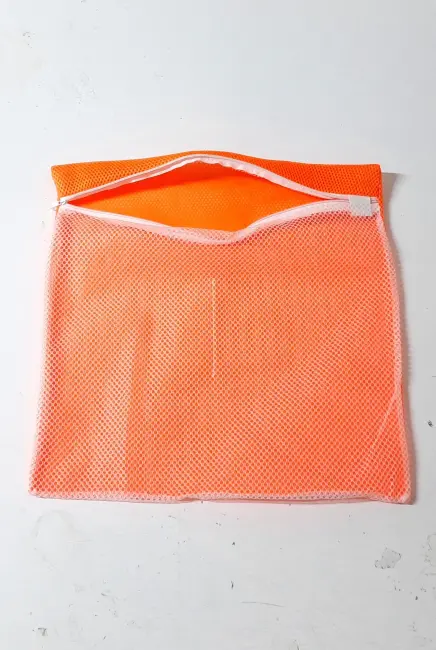 Turuncu - Fermuarlı - Hassas Çamaşır Terlik  Ayakkabı Yıkama Filesi Büyük Boy