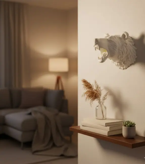 Krem Ayı Figürü Duvar Süsü Asılabilir Hediyelik Dekoratif 25x19 cm