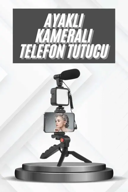 Telefon Tutucu Mikrofonlu Işıklı Youtuber Video Kayıt