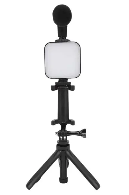 Telefon Tutucu Mini Mikrofonlu Tripod Vlog Çekim Video