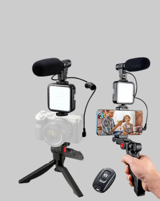 Video Çekim Kiti Tripod LED Işık Harici Mikrofon ve Bluetooth Kumanda Seti